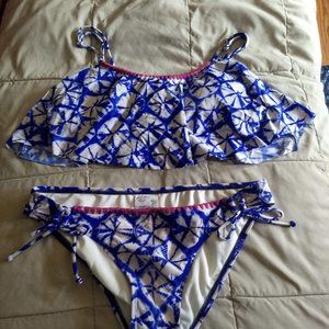 Hobie Tankini and Bikini Set Med/XL Tie Dye Bl/Wht